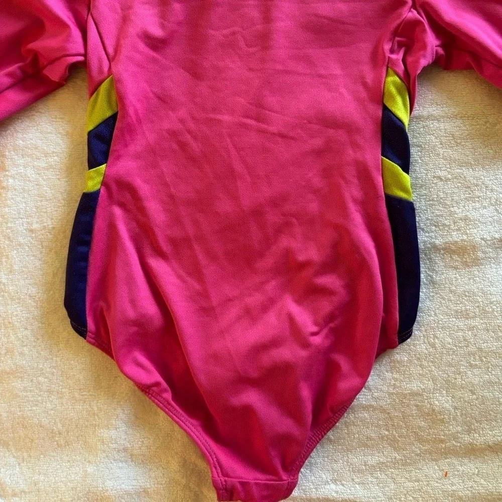 Freestyle Danskin Leotard Kids 6/6X Pink Rhinestone Long Sleeve Gymnastics Dance